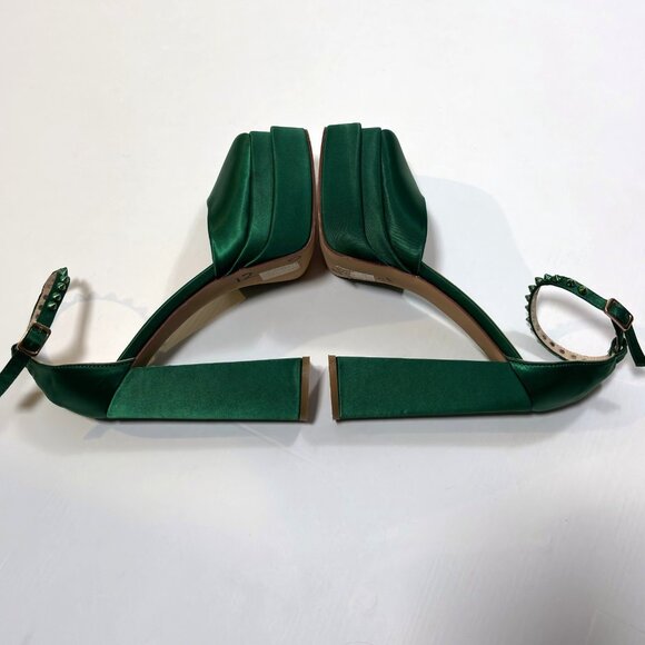 Azalea Wang Penelope Green Satin Studded Mega Platform Heels - Size 8.5 - Picture 6 of 8